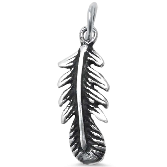 CLOSEOUT! Plain Feather Leaf .925 Sterling Silver Charm Pendant