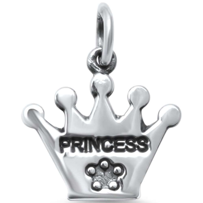 CLOSEOUT! Trendy! Plain Princess Crown .925 Sterling Silver Charm Pendant