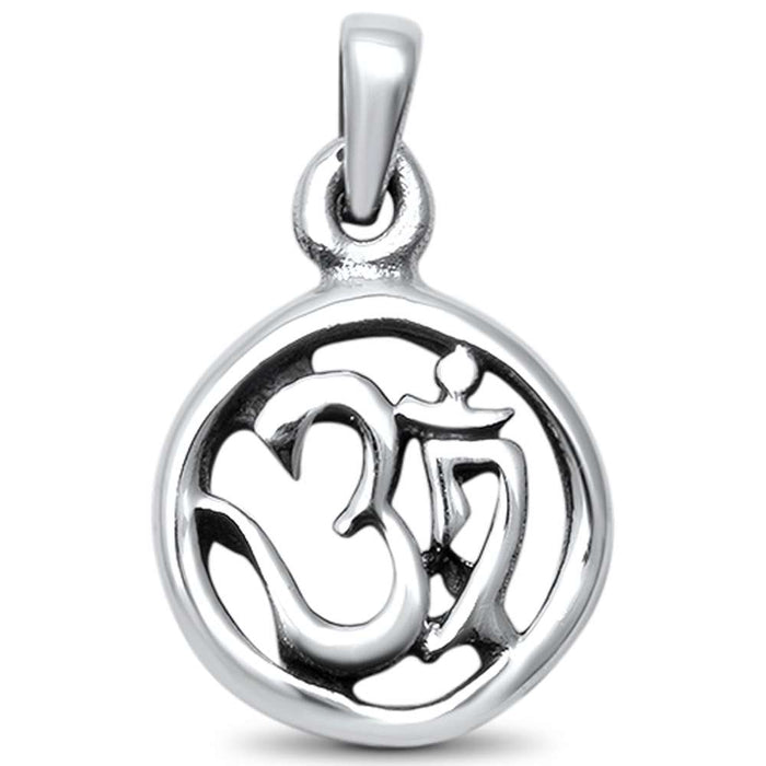CLOSEOUT! Plain Om Symbol .925 Sterling Silver Charm Pendant
