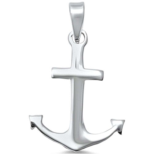 CLOSEOUT! Sterling Silver Plain Anchor Charm Pendant