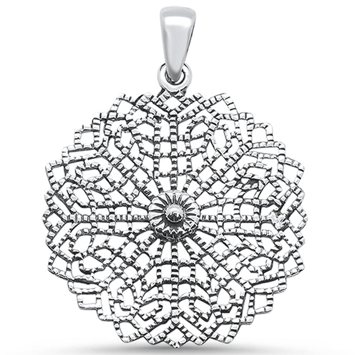 CLOSEOUT! Plain Modern Flower Design .925 Sterling Silver Pendant
