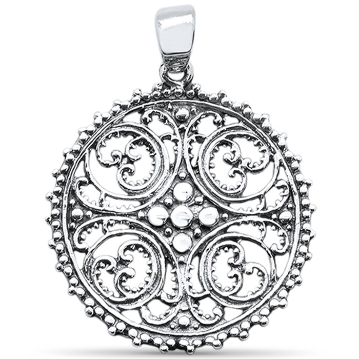 CLOSEOUT! Plain Fligree Swirl Design .925 Sterling Silver Pendant