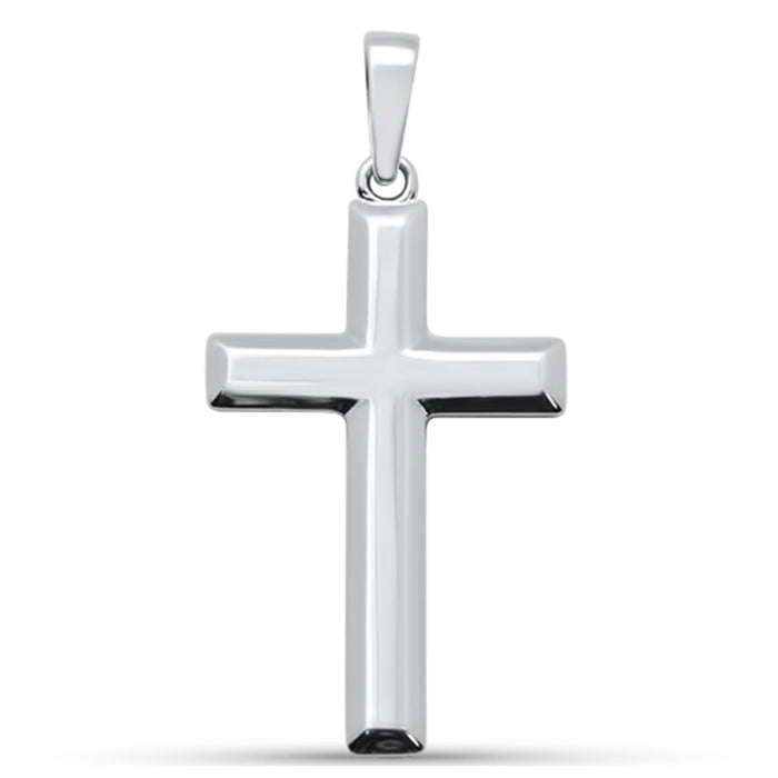 CLOSEOUT!Beveled Edge Solid Cross .925 Sterling Silver Pendant