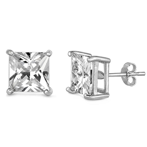 Casting Square Stud Earrings Push Back .925 Sterling Silver Sizes 2-8mm Available in 3 Colors!