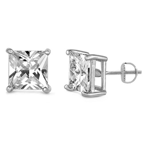 Casting Square Stud Earrings Screw Back .925 Sterling Silver Sizes 2-8mm Available in 3 Colors!