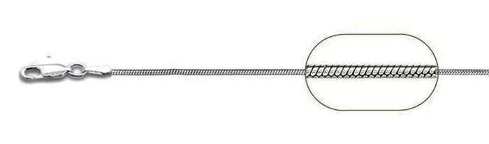 025-0.8MM Rhodium Plated Square Snake Chain .925 Solid Sterling Silver Sizes 16-20" NEW