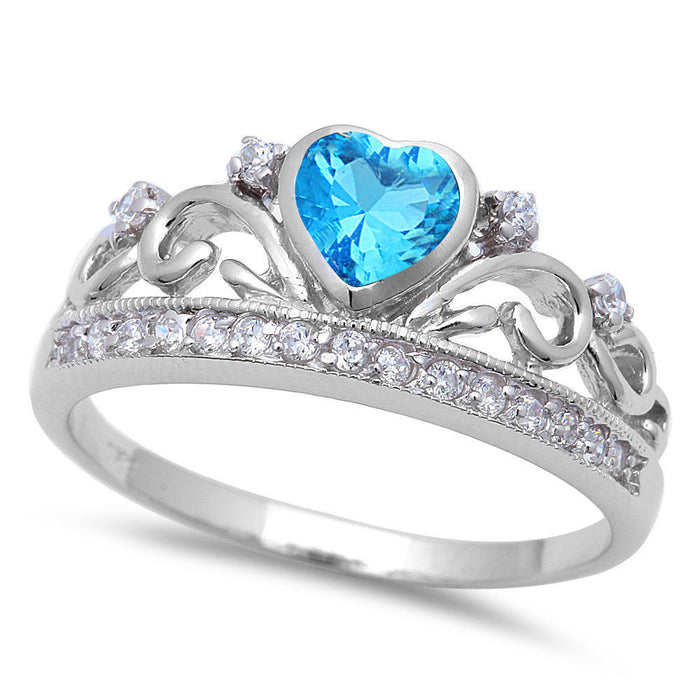 CLOSEOUT!Beautiful ROSE BLUE TOPAZ & WHITE CZ .925 Sterling Silver Ring