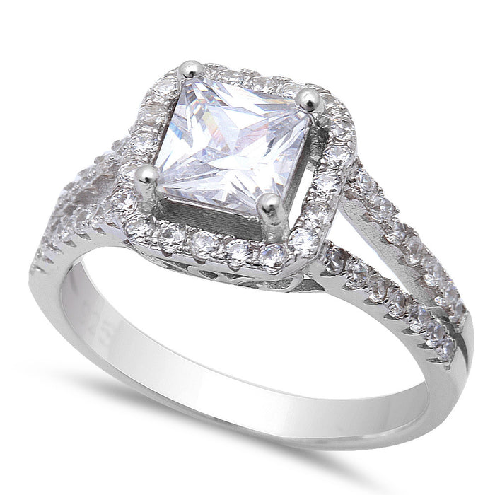 CLOSEOUT! 1.50Ct Princess Cut White Cz Engagement .925 Sterling Silver Ring