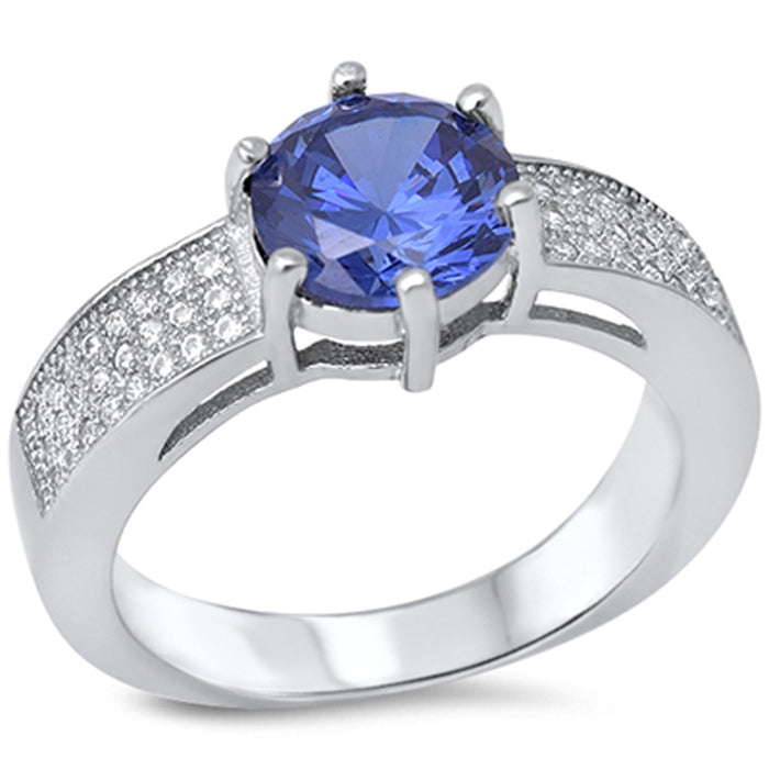 CLOSEOUT!1.5ct Tanzanite Pave Set Cz .925 Sterling Silver Ring