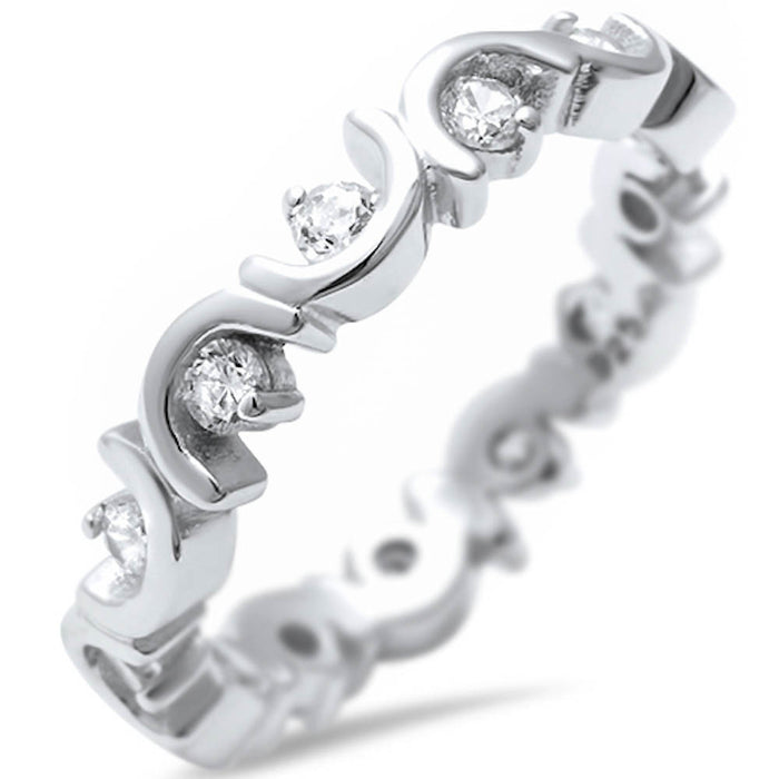 CLOSEOUT! New Fancy Style Cz Band .925 Sterling Silver Ring