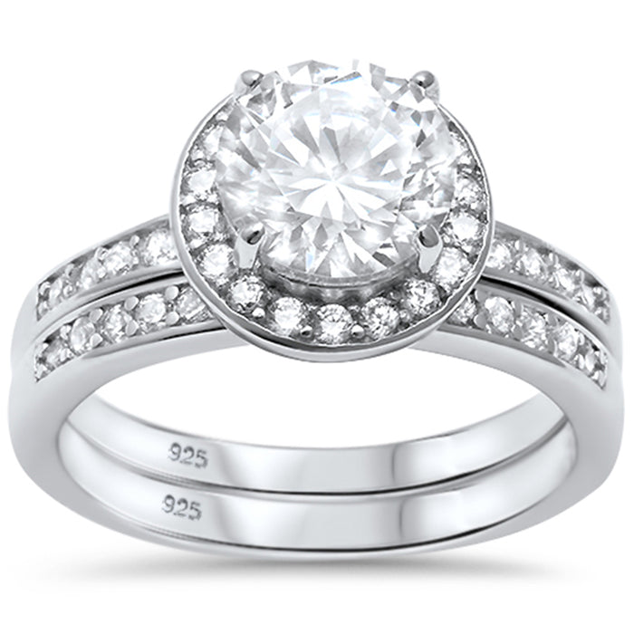 CLOSEOUT! 2.25ct Halo Style CZ Engagement Set .925 Sterling Silver Ring