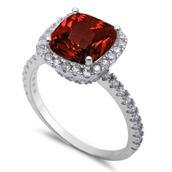 CLOSEOUT! 3ct Garnet & CZ .925 Sterling Silver Ring