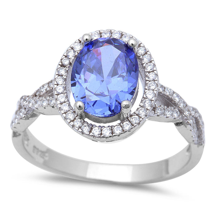 Filigree Style Oval Tanzanite Fashion .925 Sterling Silver Ring