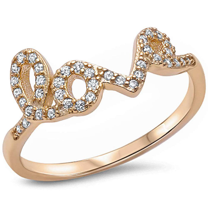 CLOSEOUT! Yellow Gold Plated LOVE .925 Sterling Silver Ring