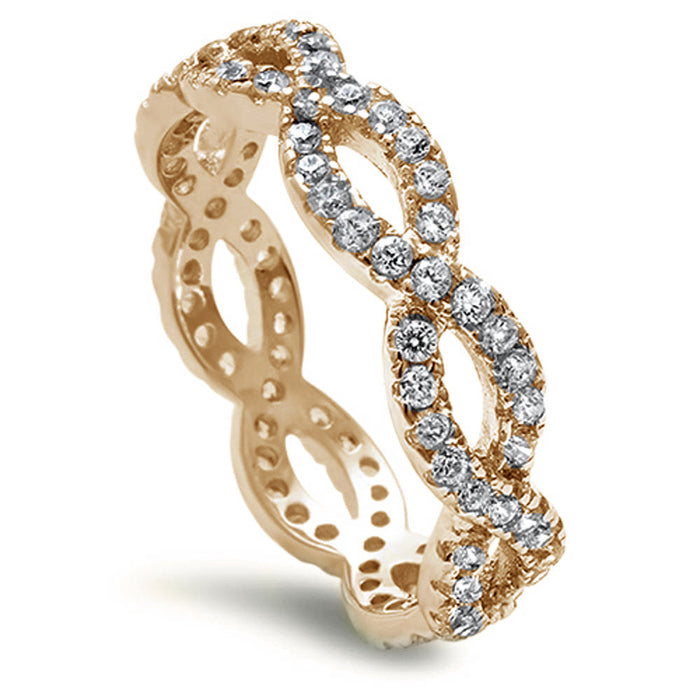CLOSEOUT! Yellow Gold Plated Beautiful Cz Eternity Infinity .925 Sterling Silver Ring