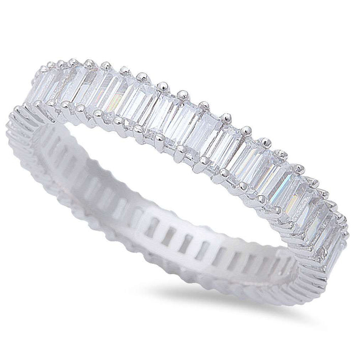 CLOSEOUT!Baguette Cz Fashion Engagement Band .925 Sterling Silver Ring