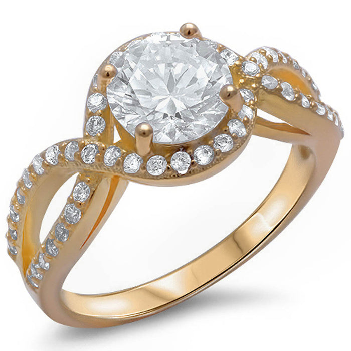 CLOSEOUT!1.50ct Yellow Gold Plated Halo Solitaire .925 Sterling Silver Ring