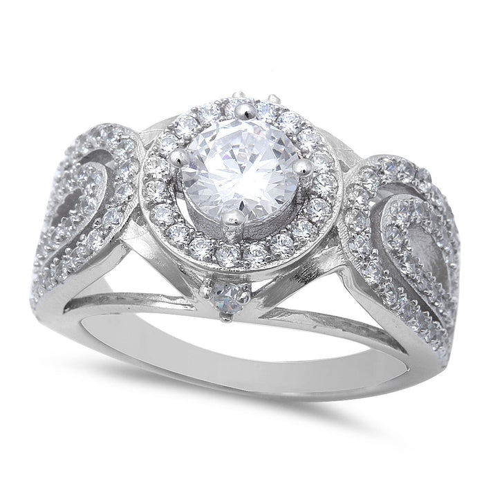 CLOSEOUT! 2Ct Halo Cz High Fashion .925 Sterling Silver Ring Sizes 5-10