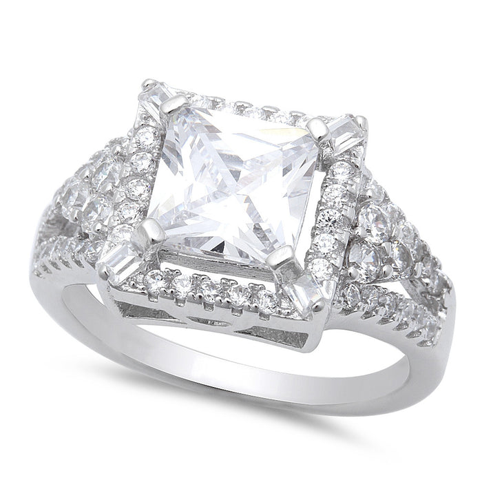 CLOSEOUT! 3.50ct Princess Cut CZ .925 Sterling Silver Ring