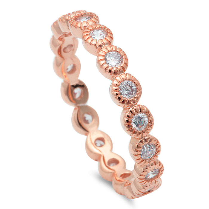 CLOSEOUT!Rose Gold Plated Eternity .925 Sterling Silver Ring