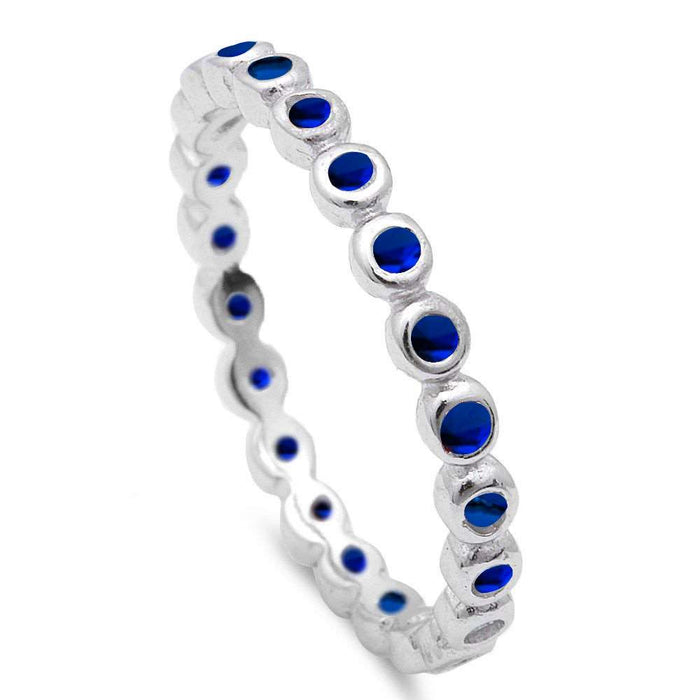 CLOSEOUT!Blue Sapphire Eternity Band .925 Sterling Silver Ring Sizes 3-10