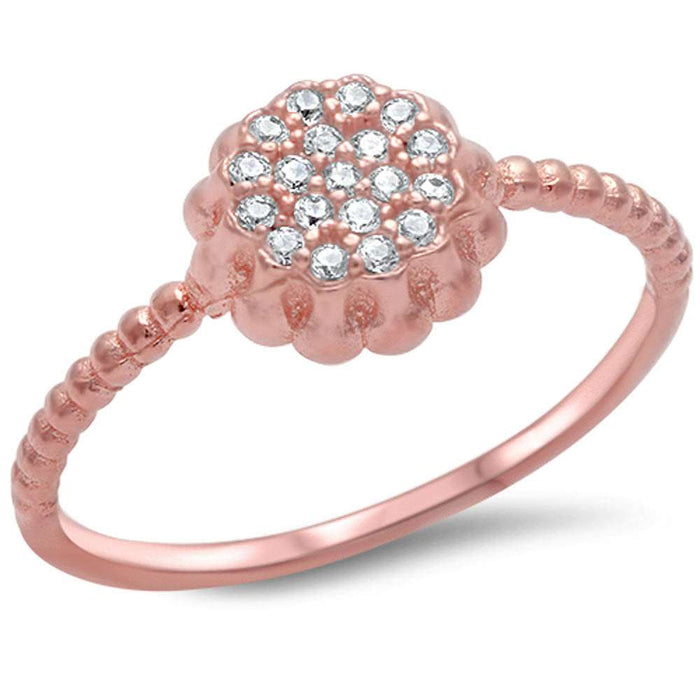 CLOSEOUT!Rose Gold Plated Micro Pave Cz .925 Sterling Silver Ring