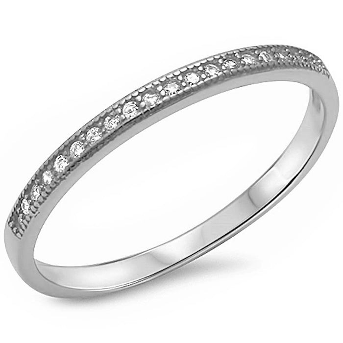 CLOSEOUT! Micro Pave Cz Fashion Engagment Band .925 Sterling Silver Ring