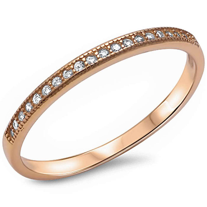 CLOSEOUT! Yellow Gold Plated Micro Pave Cz Band .925 Sterling Silver Ring
