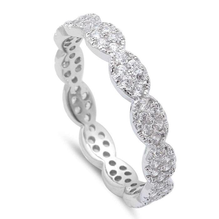 CLOSEOUT!Ladies Micro Pave Cz Eternity Style Band .925 Sterling Silver Ring
