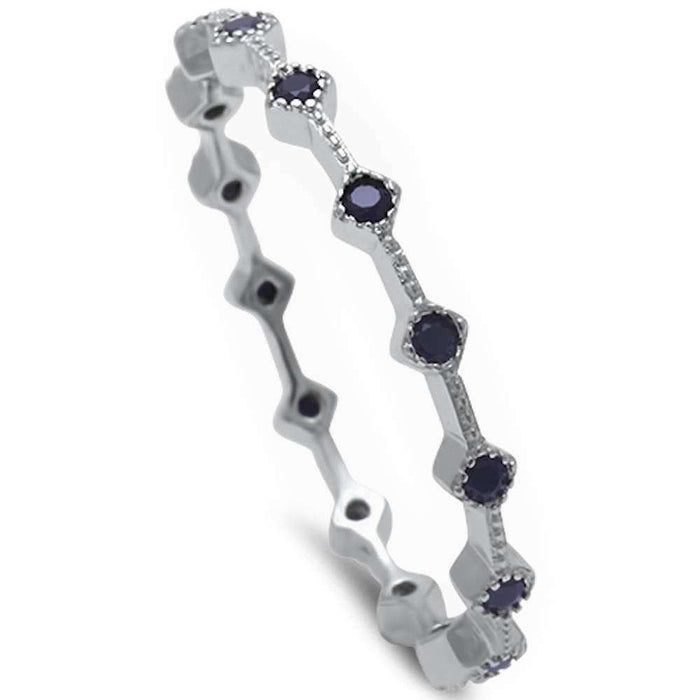 CLOSEOUT! Black Cz Eternity Style Band .925 Sterling Silver Ring