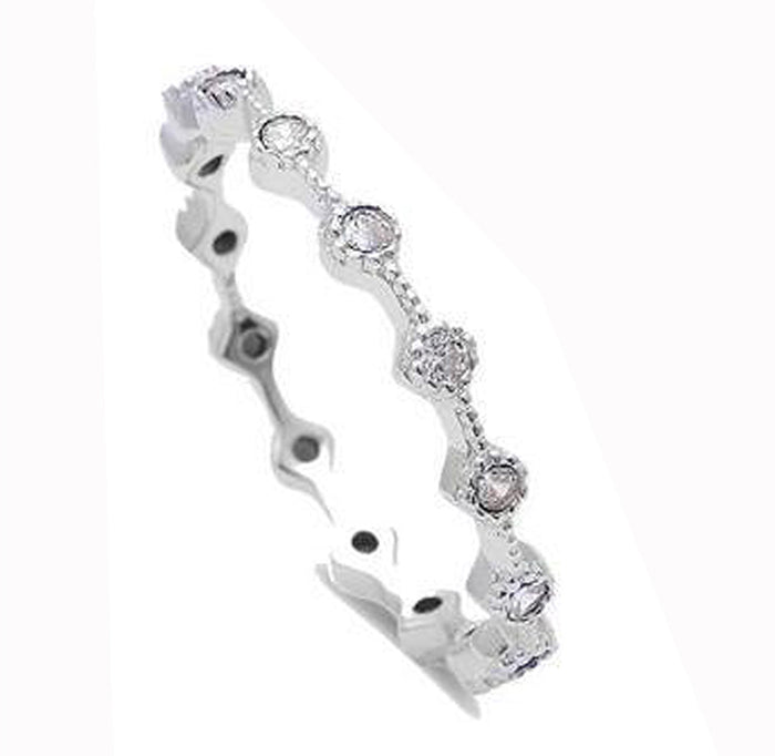 CLOSEOUT! Cubic Zirconia Eternity Style Band .925 Sterling Silver Ring