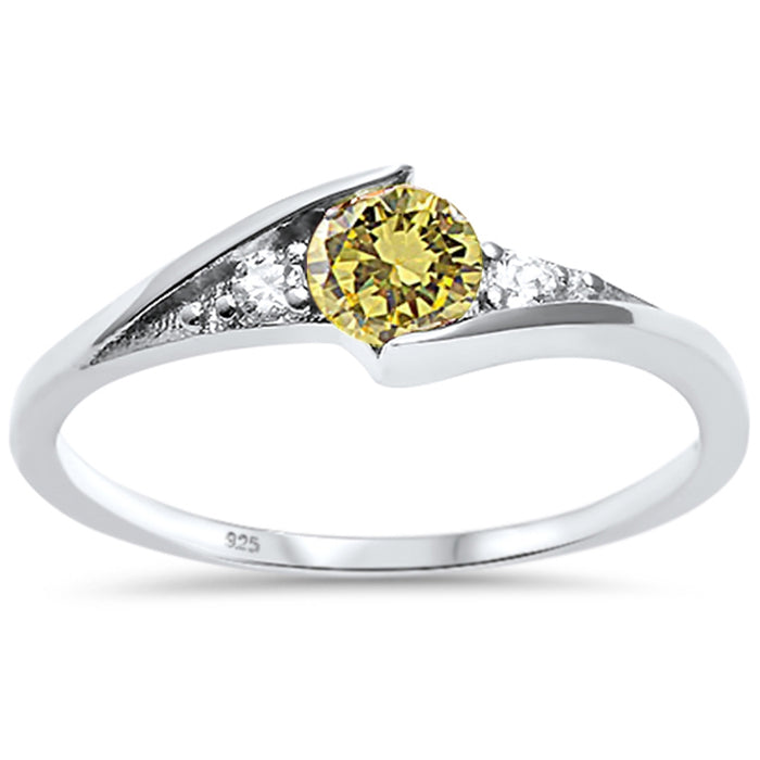 CLOSEOUT! New Round Yellow Topaz Solitaire Fashion .925 Sterling Silver Ring