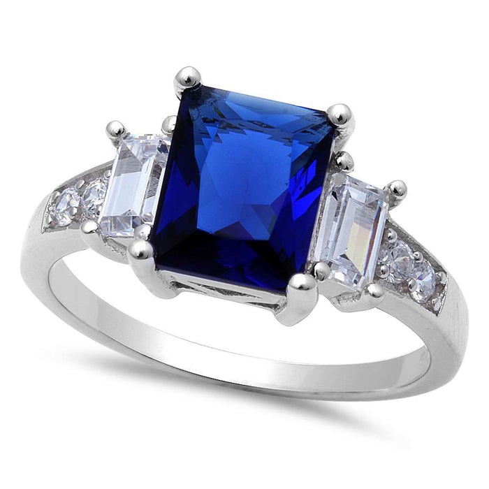CLOSEOUT! Blue Sapphire & Cubic Zirconia .925 Sterling Silver Ring