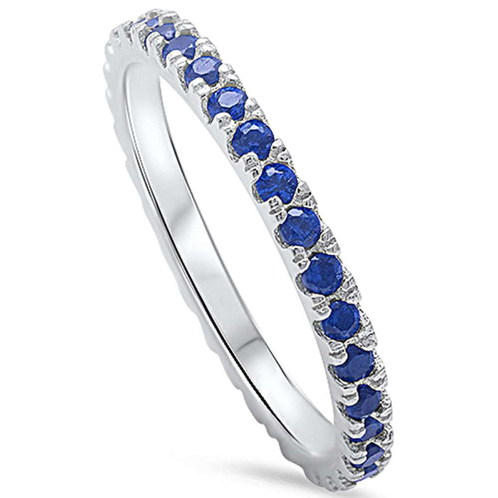 CLOSEOUT!Blue sapphire Eternity Band .925 Sterling Silver Ring