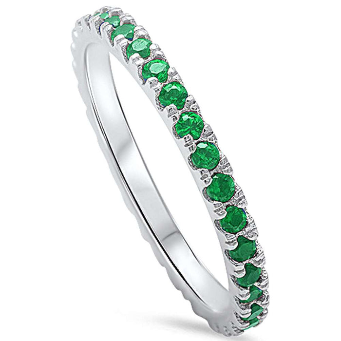 CLOSEOUT!Emerald Eternity Band .925 Sterling Silver Ring