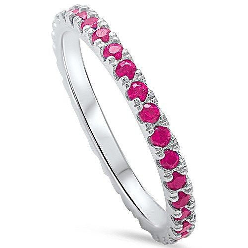 CLOSEOUT!Ruby Eternity Band .925 Sterling Silver Ring