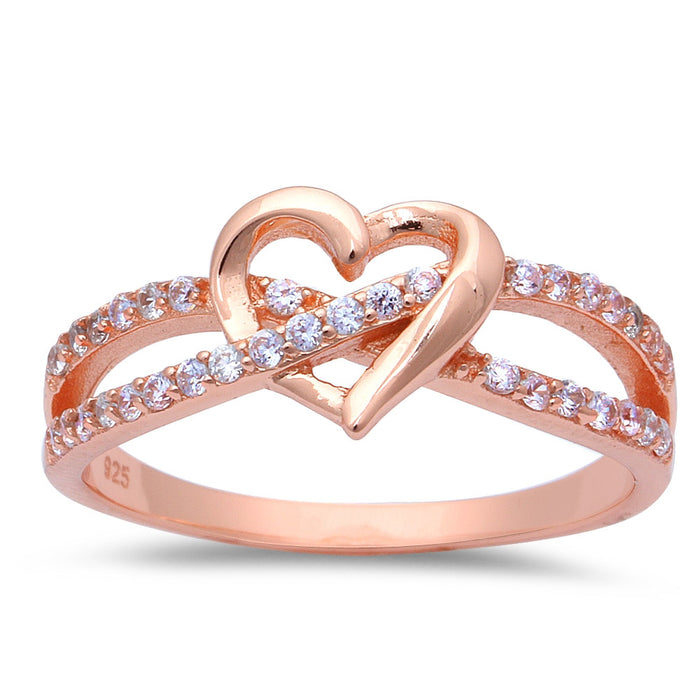 CLOSEOUT! Rose Gold Plated Cz Infinity .925 Sterling Silver Promise Ring