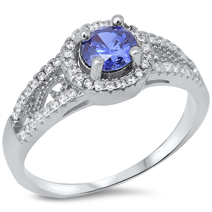 CLOSEOUT!Tanzanite & Cubic Zirconia .925 Sterling Silver Ring