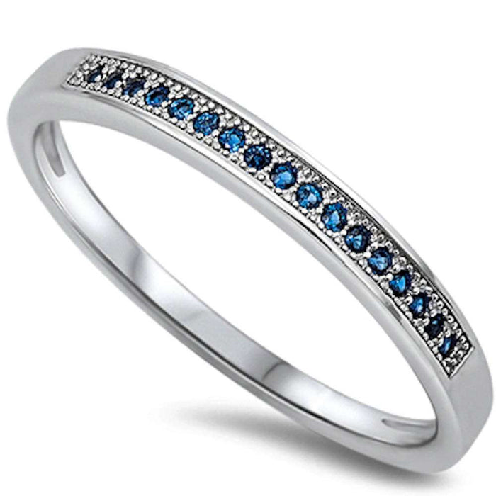 CLOSEOUT!Blue Sapphire Band .925 Sterling Silver Ring