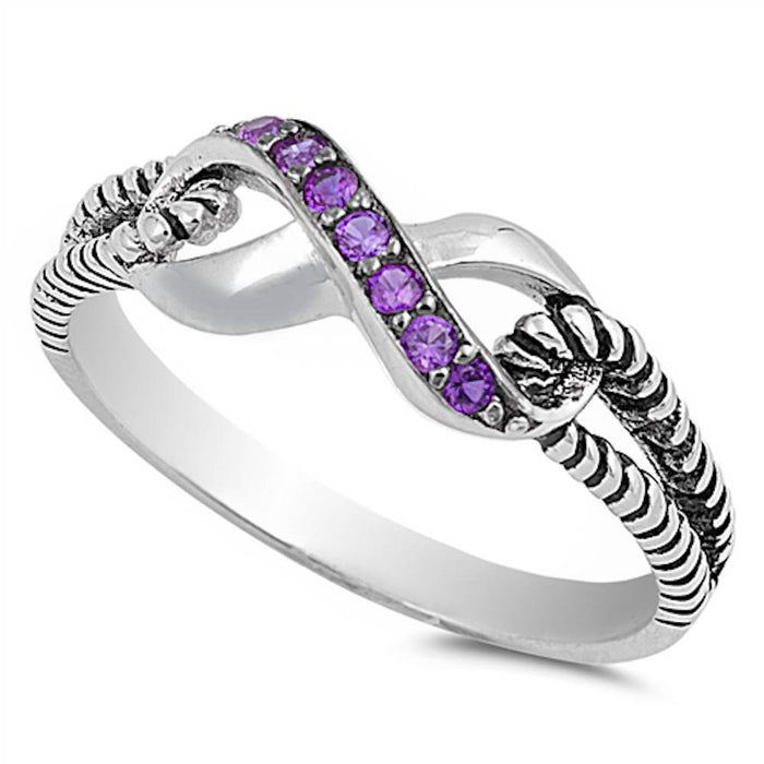CLOSEOUT! Amethyst Infinity Knot .925 Sterling Silver Ring