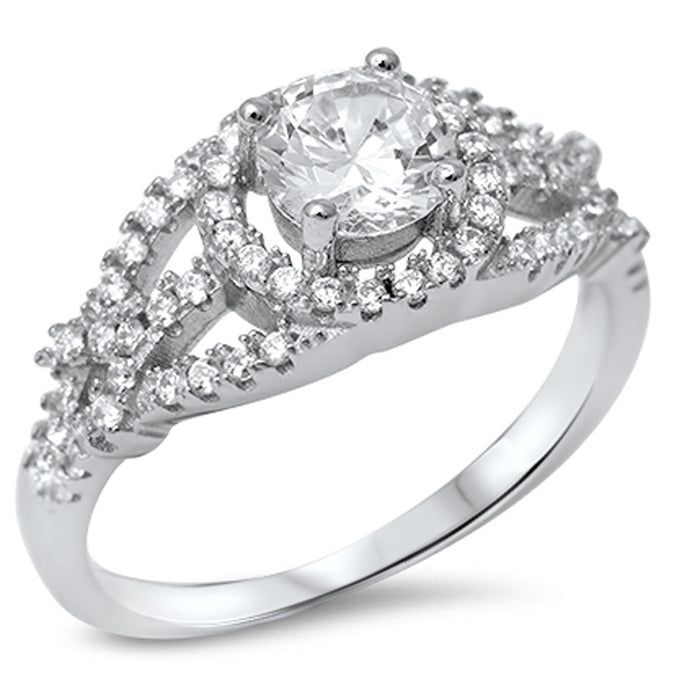 CLOSEOUT! Halo Cubic Zirconia Solitaire .925 Sterling Silver Ring