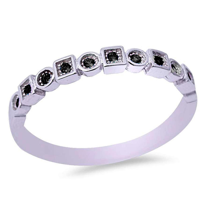 CLOSEOUT!Round & Square Black Onyx Band .925 Sterling Silver Ring Sizes 4-10