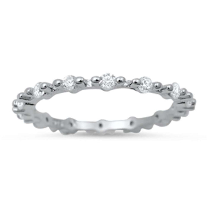 CLOSEOUT!Cute Cubic Zirconia Eternity Band .925 Sterling Silver Ring