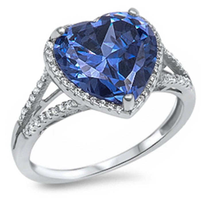 CLOSEOUT! Tanzanite & Cubic Zirconia Heart .925 Sterling Silver Ring