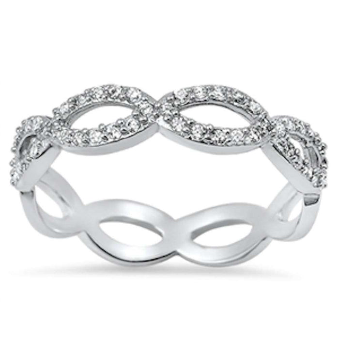 CLOSEOUT!Cubic Zirconia Infinity Eternity Band .925 Sterling Silver Ring