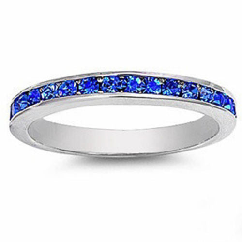 CLOSEOUT! Blue Sapphire Eternity Band Ring .925 Sterling Silver