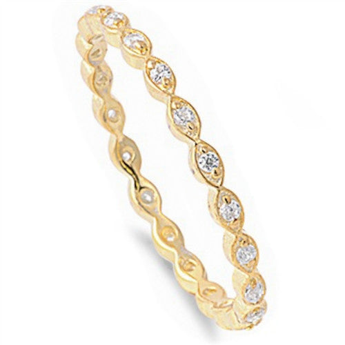 Gold Plated Eternity Band with Cz .925 Sterling Silver