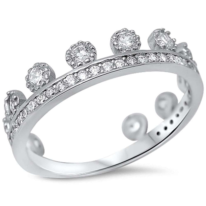 CLOSEOUT! Cubic Zirconia Plain Crown .925 Sterling Silver Ring