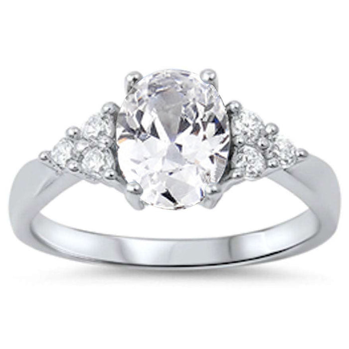 CLOSEOUT!Oval Cubic Zirconia .925 Sterling Silver Ring