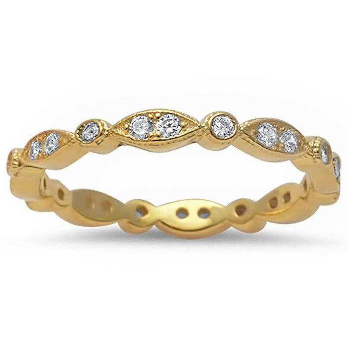 CLOSEOUT! Yellow Gold Plated Wraparound All Seeing Eyes .925 Sterling Silver Band Ring Sizes 3-12